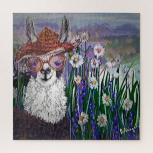 .Cute Llama Art With Glasses. And Art Jigsaw Puzzle