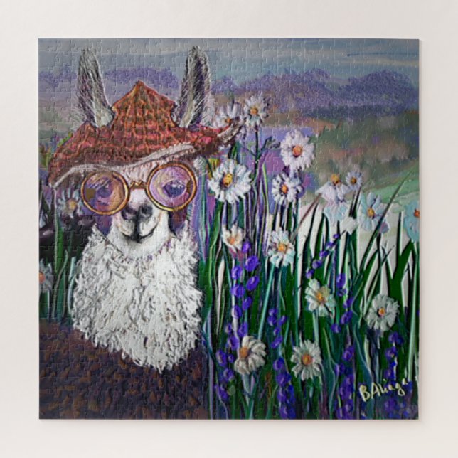 .Cute Llama Art With Glasses. And Art Jigsaw Puzzle (Vertical)
