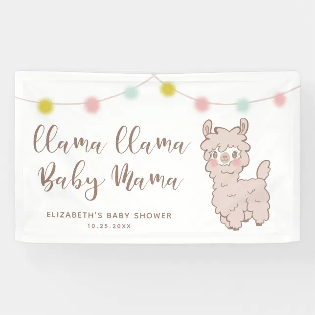 Cute Llama Baby Mama Shower Banner | Zazzle