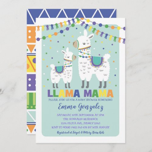 Cute Llama Baby Shower Alpaca Baby Boy Llama Mama Invitation