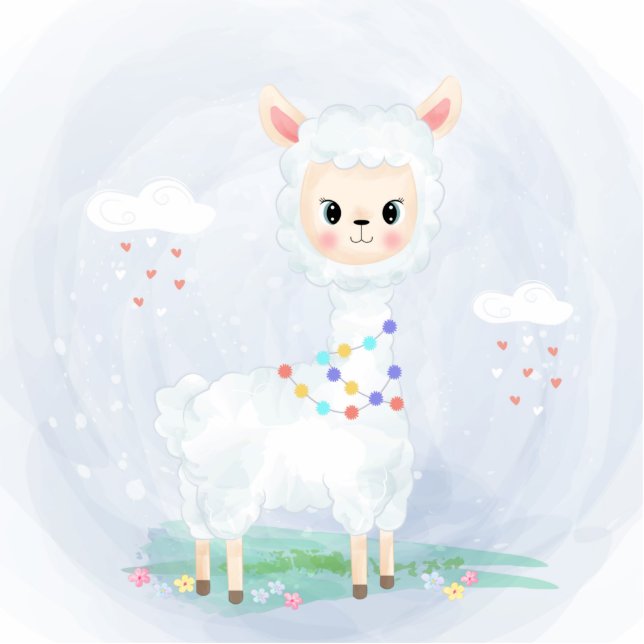 Cute Llama Baby Shower Cake Topper  Cutout (Front)