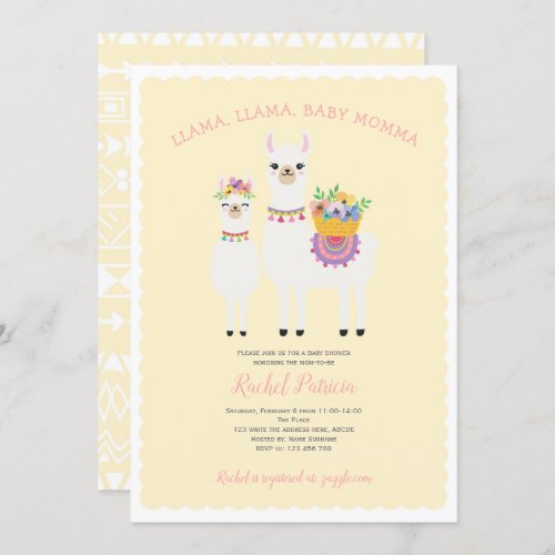 Cute Llama baby shower Invitation