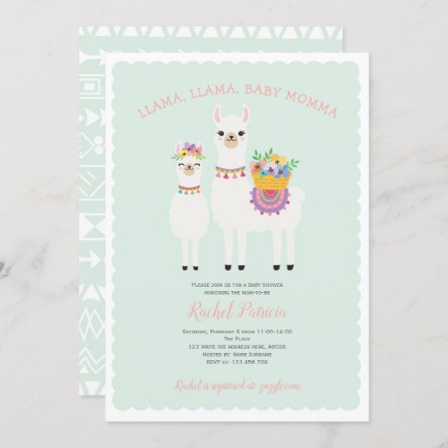 Cute Llama baby shower Invitation