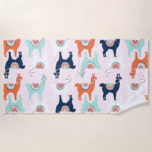 Cute Llama Beach Towel
