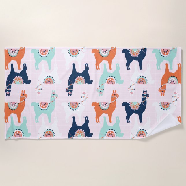 Cute Llama Beach Towel (Front)