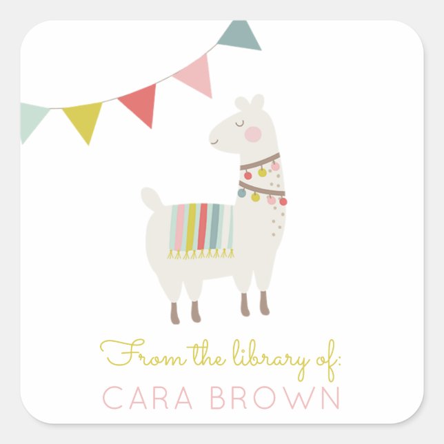Cute Llama Bookplate | From the Library of (Front)