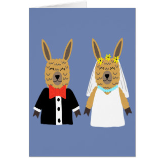 Cute Llama Bride and Groom Cards