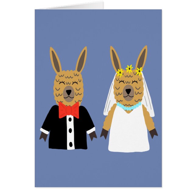 Cute Llama Bride and Groom Cards (Front)