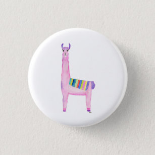 Cute llama button, pin