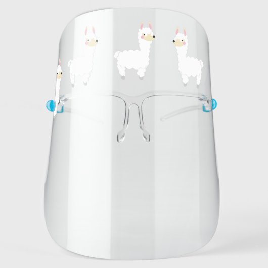 Cute Llama Cartoon Animals Face Shield (Front)