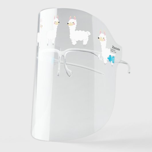 Cute Llama Cartoon Animals Face Shield (Front Left)