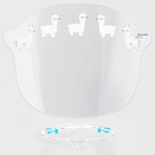 Cute Llama Cartoon Animals Face Shield (Front w/Glasses)