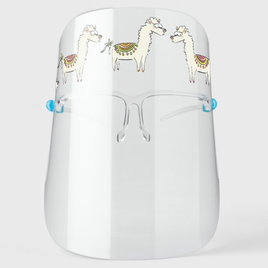 Cute Llama Cartoon Animals Face Shield (Front)