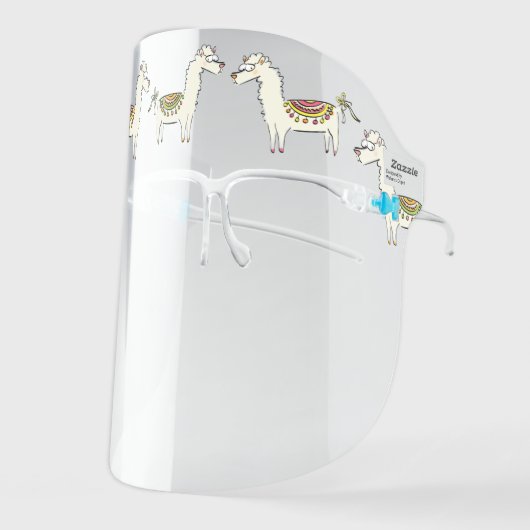Cute Llama Cartoon Animals Face Shield (Front Left)