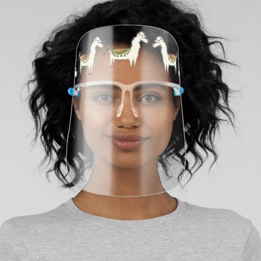 Cute Llama Cartoon Animals Face Shield (Insitu)