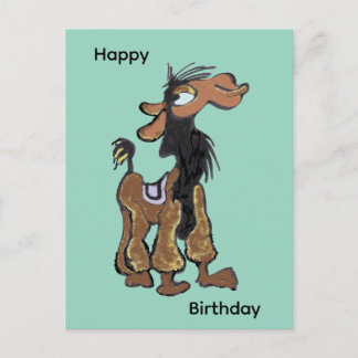 Cute Llama Cartoon Happy Birthday Postcard