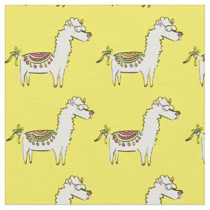 Cute Llama Cartoons Fabric