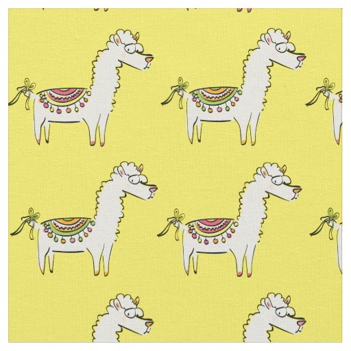 Cute Llama Cartoons Fabric