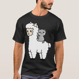 Cute Llama Cat Best Friends T-Shirt