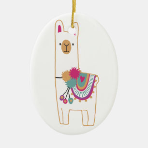 Cute llama ceramic ornament