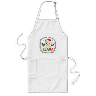 Cute Llama Christmas Design – "FÁ LA LAMA" Holiday Long Apron