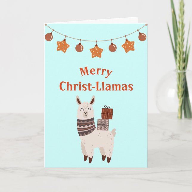 Cute Llama Christmas Holiday Card (Front)