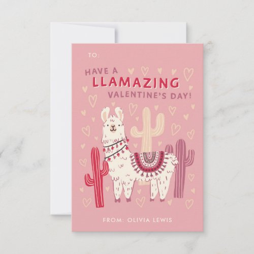 Cute Llama Classroom Valentines Exchange Card