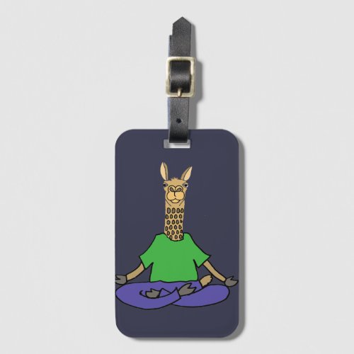 Cute Llama doing Yoga Cartoon Luggage Tag