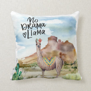 Cute Llama Drama Throw Pillow