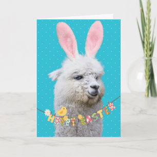 Cute Llama Easter Bunny Llamanated Easter Card