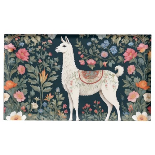 Cute Llama Elegant Floral Place Card Holder