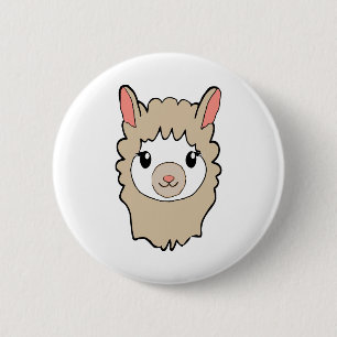 Cute Llama Face Drawing Button