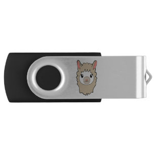 Cute Llama Face Drawing Flash Drive