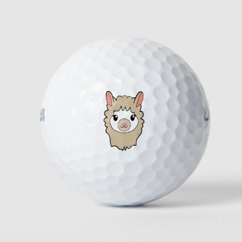 Cute Llama Face Drawing Golf Balls