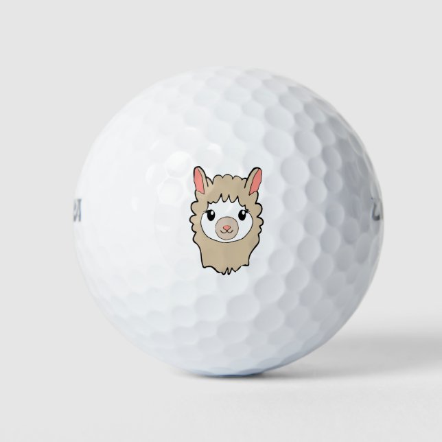 Cute Llama Face Drawing Golf Balls (Front)