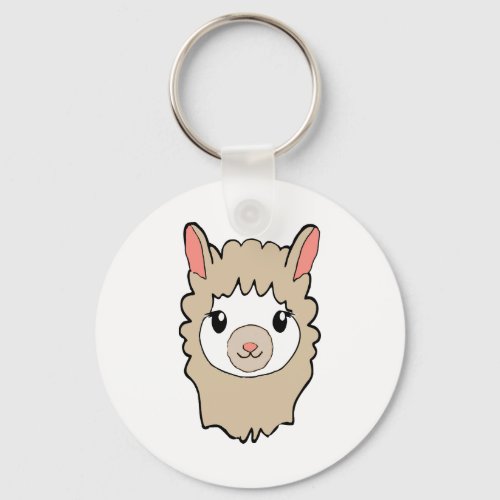 Cute Llama Face Drawing Keychain