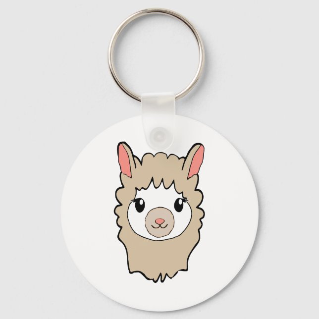 Cute Llama Face Drawing Keychain (Front)