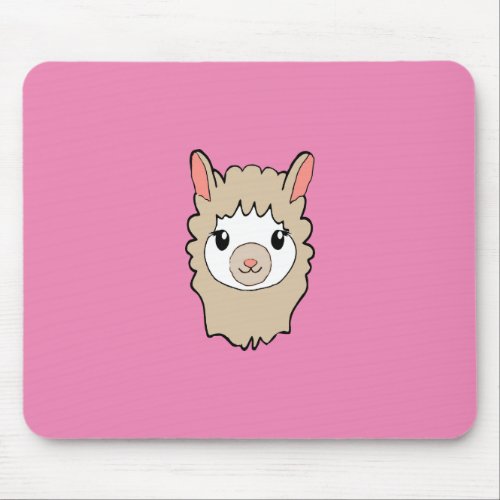 Cute Llama Face Drawing Mouse Pad