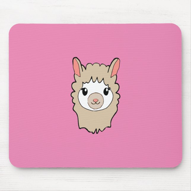 Cute Llama Face Drawing Mouse Pad (Front)