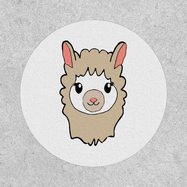 Cute Llama Face Drawing Patch (Front)