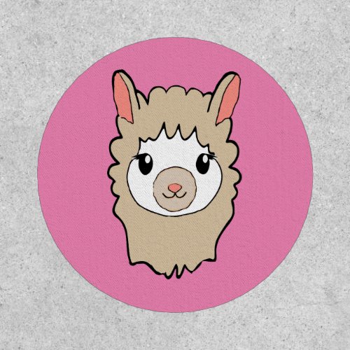 Cute Llama Face Drawing Pink Patch