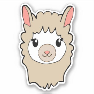 Cute Llama Face Drawing Sticker