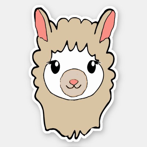 Cute Llama Face Drawing Sticker