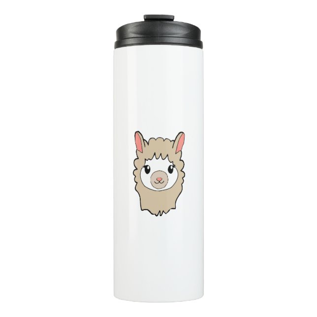 Cute Llama Face Drawing Thermal Tumbler (Front)