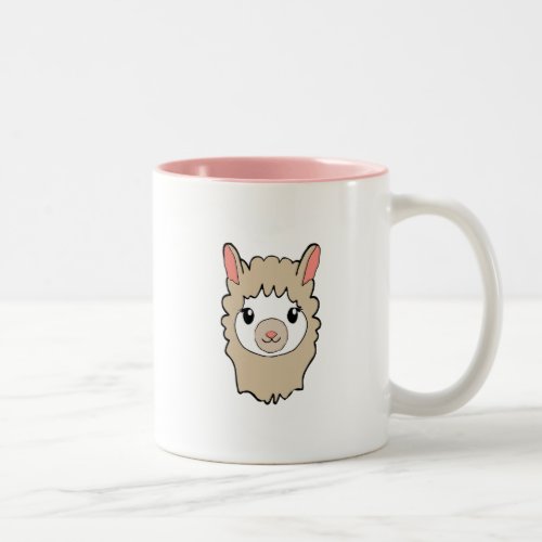 Cute Llama Face Drawing Two_Tone Coffee Mug