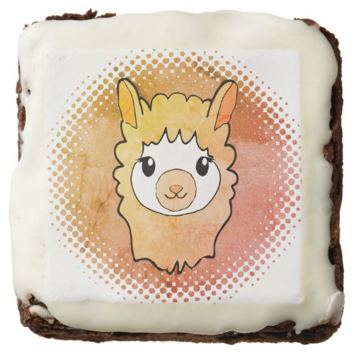 Cute Llama Face Vintage Print Drawing Brownie