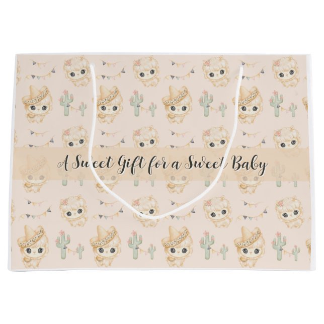 Cute Llama Fiesta Pattern Baby Shower Gift Bag (Front)