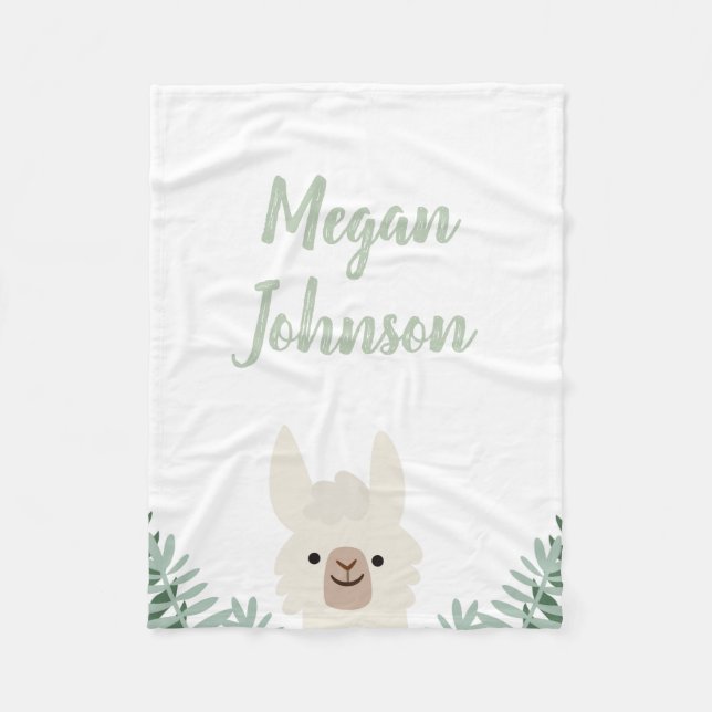 Cute Llama Fleece Blanket (Front)