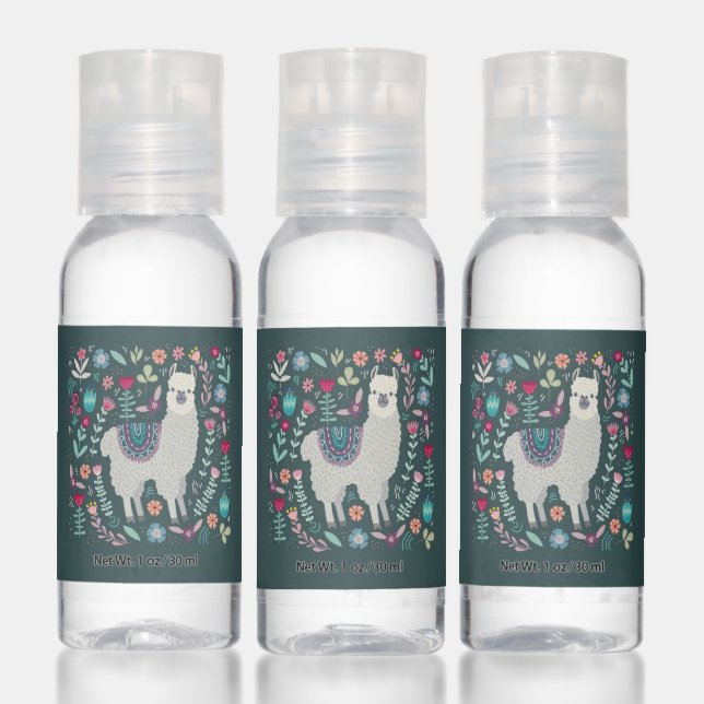 Cute Llama Floral Design Hand Sanitizer (Set)