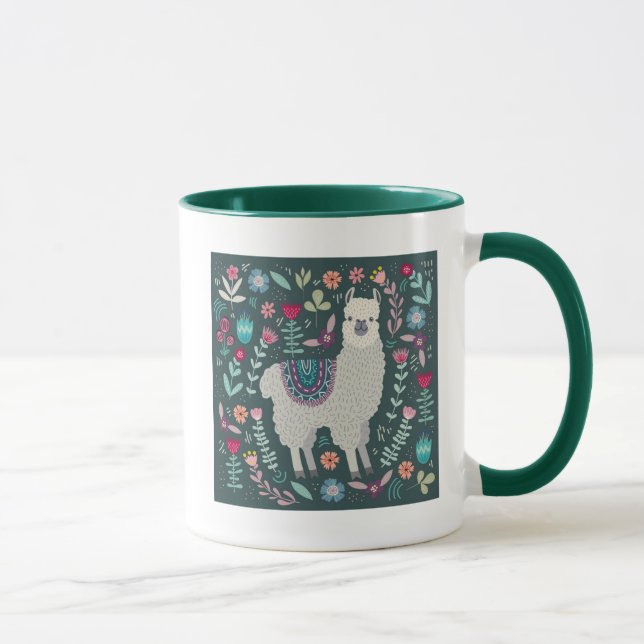Cute Llama Floral Design Mug (Right)